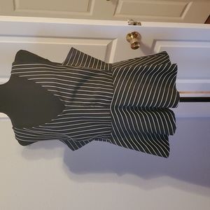 Black and White Striped Peplum Top